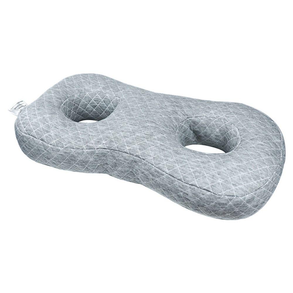 Two Ear Holes Ear Piercing Pillow Cotton Filling Ergonomic Curved Side Sleeping Pillow Breathable Comfortable