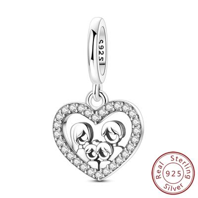 Family Charms Bead Copper A Family Of Four Dangle Pendant Fit Bangle Bracelet Necklace Diy Jewelry