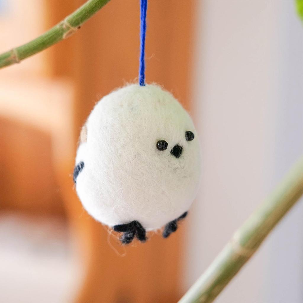 Tomo Corporation Nepalese Felt 6cm Ornament, Long-tailed Tit, Approx. H, 17725-820-452