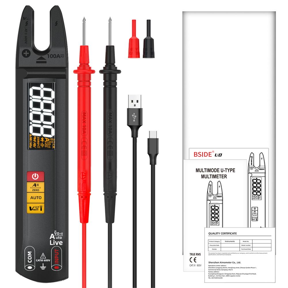 

BSIDE NEW Digital Clamp Meter Fork DC AC 100A Smart Ammeter Pliers T-RMS Current Auto Multimeter Voltage Ohm Electrical Tester