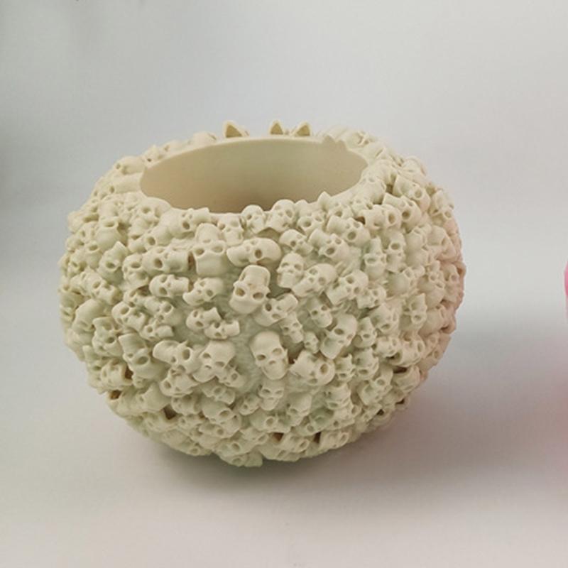 Halloween Skull Silicone Molds Flower Pot Resin Casting Molds Succulent Plant Pot Mold Candle Holder Silicone Mold Craft