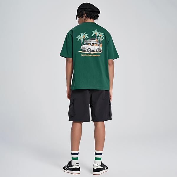 Reebok Sports Lifestyle Series Solid Color Casual Round Neck Short Sleeve T-Shirt Unisex Tops Green 24SRM421UGL1