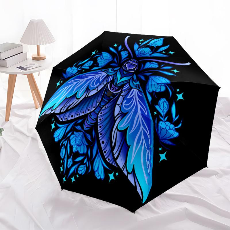 1pc Moth Fantasy Automatic Open/close Umbrella, 8-Rib sturdy structure, Auto Folding/Opening, Portable Travel Umbrella for Women,068