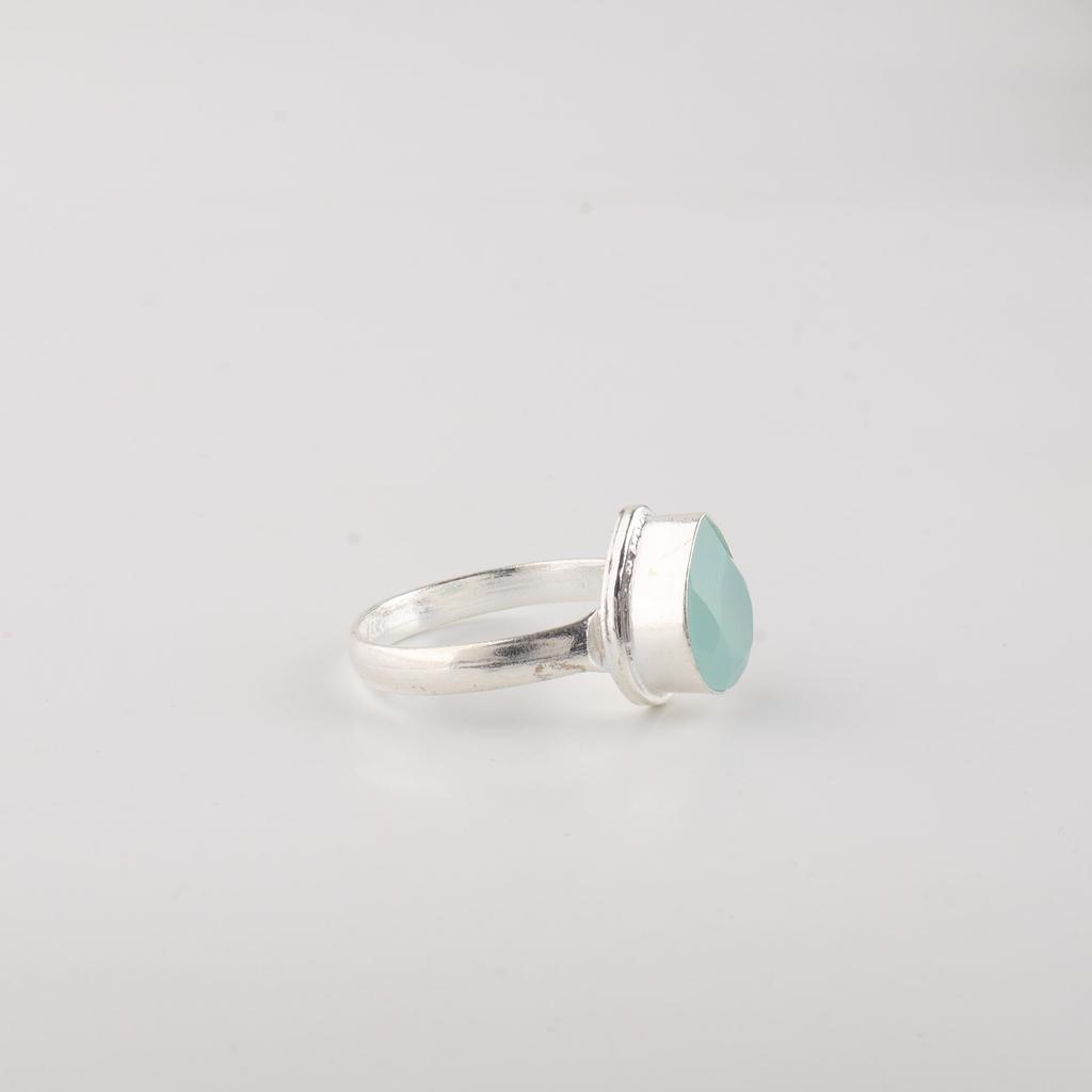Aqua Chalcedony Gemstone 925 Sterling Silver Statement Jewelry Designer Ring For Wedding Gift RR-76-20