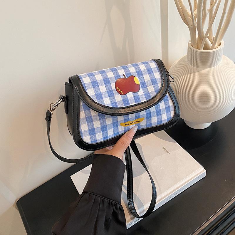 Autumn Popular Plaid Small Bag Women's New Fashion Simple Underarm Small Square Bag Casual Commuter Messenger Bag