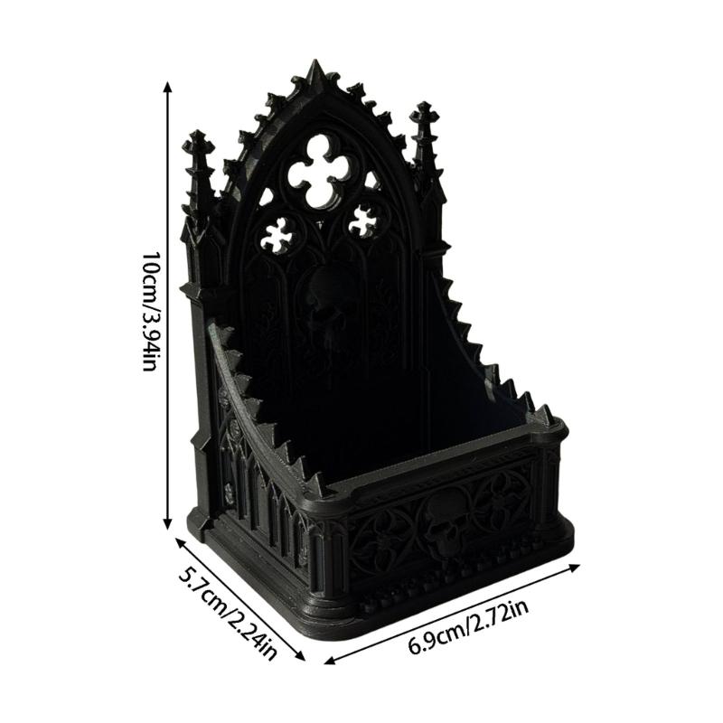 Elegant Dark Aesthetic Organiser Box With Detailed Skeleton Relief For Collectibles Display Storage Container