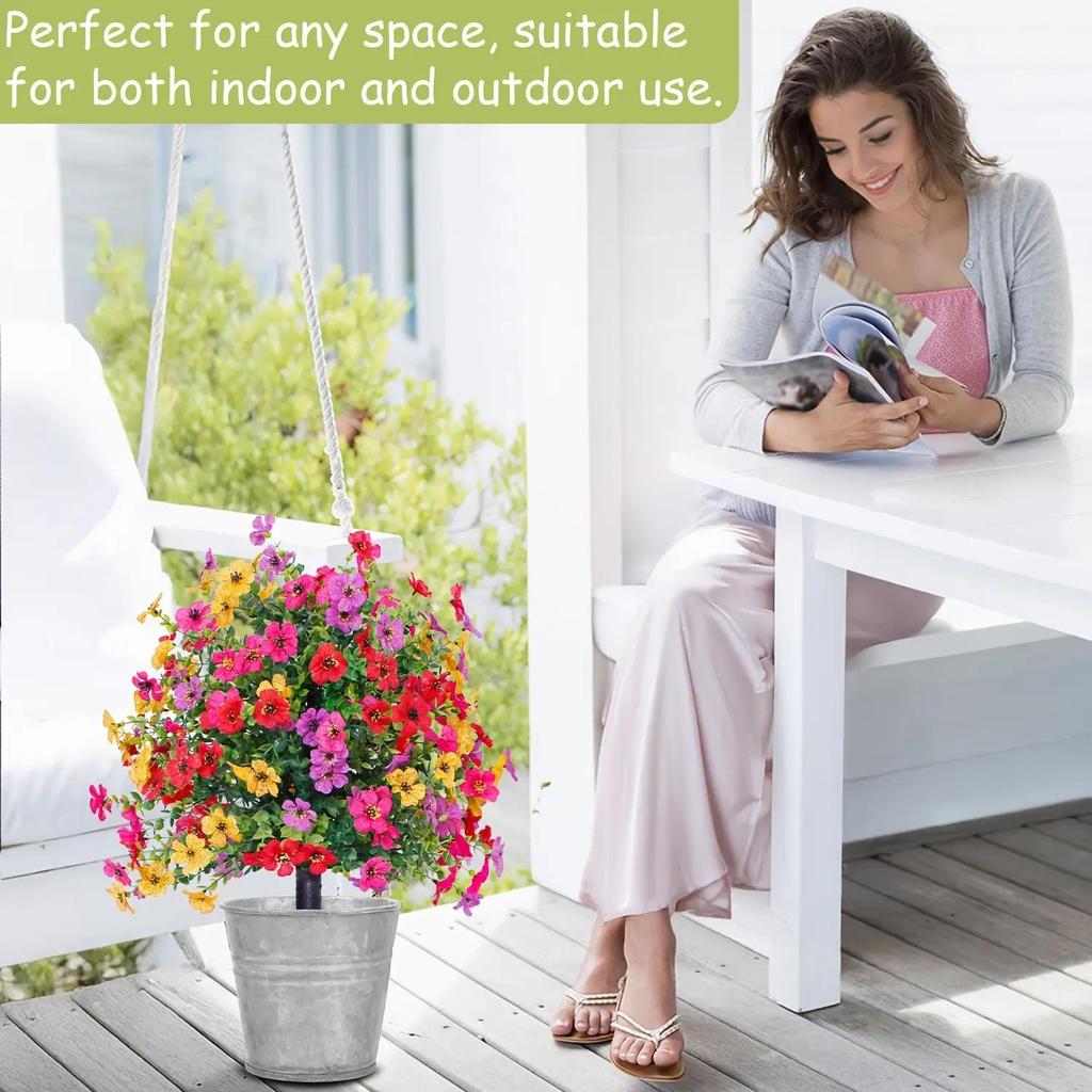 Artificial Flowers for Outdoor Indoor Garden Home Decoration, Plastic Faux Flowers, Faux Flower  Leaves Fake Plants Greenery  Porch Patio