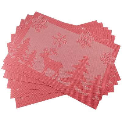 2/4/6pcs Christmas Decor Table Mat Non-slip Dinner Table Mats Kitchen Placemat Heat Resistant Cafe Cup Mat PVC Placemat For Home Decor