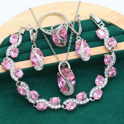 Jewelry Zircon Bracelet Necklace Earring Ring Jewelry Set
