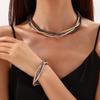 European and American Personalized Metal Geometric Collar Creative Simple Metal Necklace Bracelet Jewelry Set