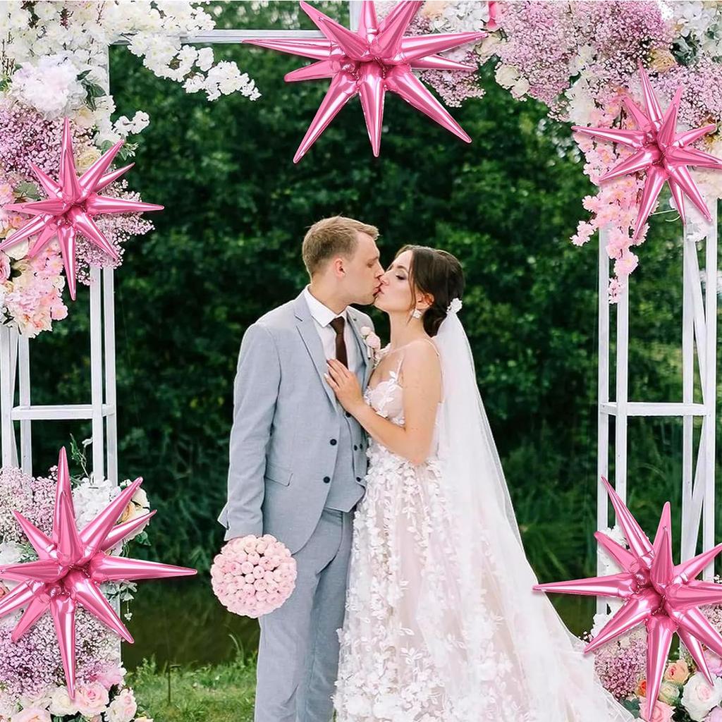 8Pcs Star Balloons Huge Pink Explosion Star Aluminum Foil Balloons for Birthday Baby Shower Wedding Party Pink Party Decorations