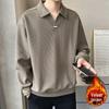 Men's Trendy V-Neck Fleece-Lined Polo Sweatshirt - Autumn/Winter 2025 Collection