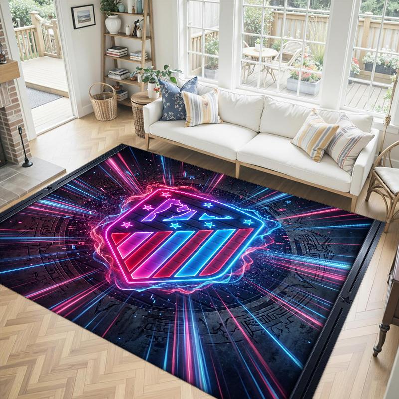 Atletico Madrid Design Crystal Velvet Carpet Cozy Non?Slip Printed Rug For Bedroom Living Room Entrance