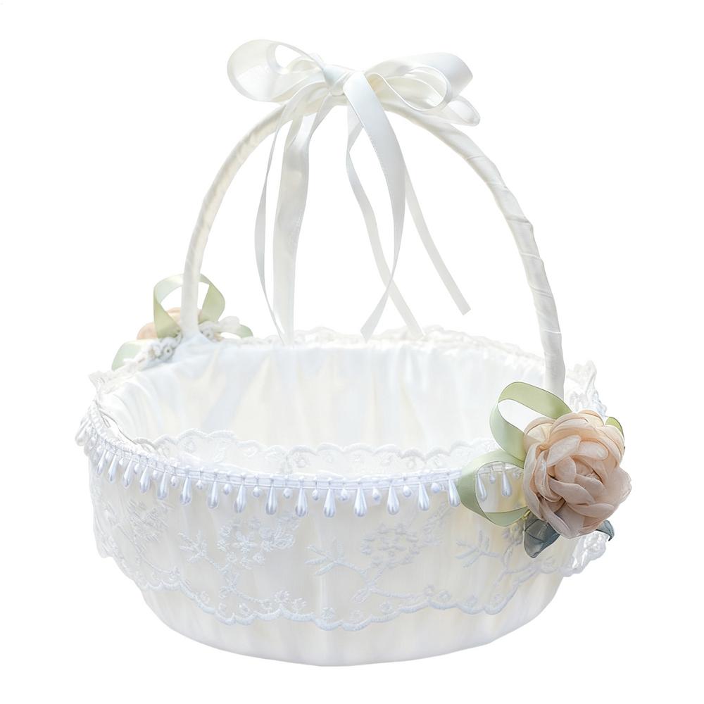 

Flower Girl Baskets Decorative Bins With Foldable Handle Small Basket With Handle For Wedding Bathroom Organizing Outdoor Easter белый