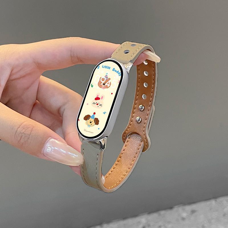 

Тонкий ремешок для Xiaomi mi band 10/9/8 miband Аксессуары для часов Кожаный браслет на запястье Correa mi smart band 10 Запасной ремешок mi band 10 абрикосовый