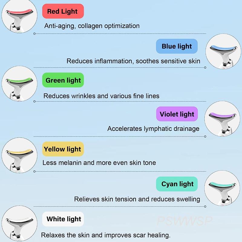 7 Color 3 Modes Facial & Neck Massager Skin Tightening Anti Aging Electric Beauty Device for Face Neck Rejuvenation