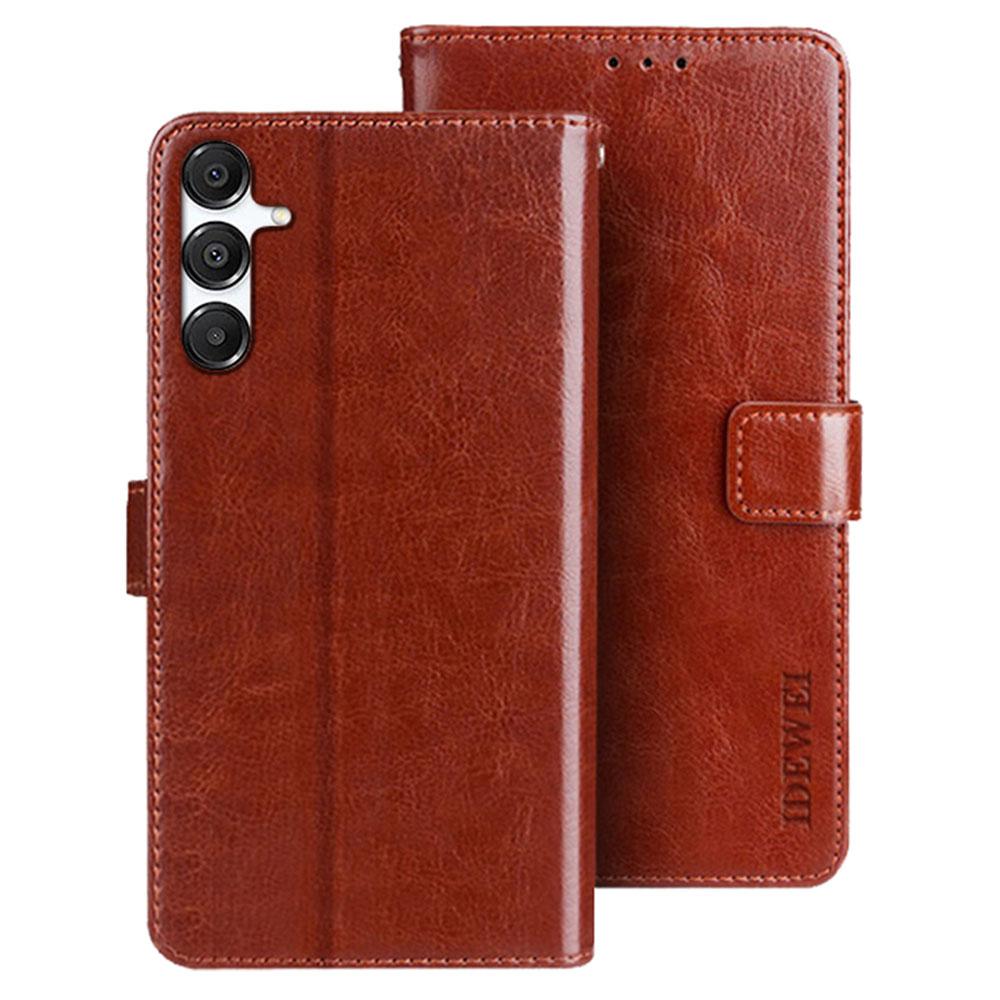 

IDEWEI Чехол-подставка для Samsung Galaxy A36 5G/A56 5G, кожаный чехол для телефона с текстурой «Crazy Horse» Brown