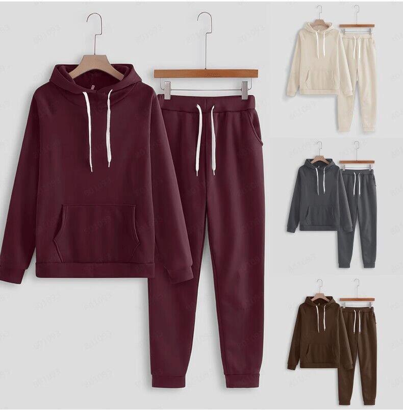 

2024 Корейский стиль Унисекс Толстовка с капюшоном Большого размера Комплект - Женский Повседневный Свободный Двойка Extra Large вино красного