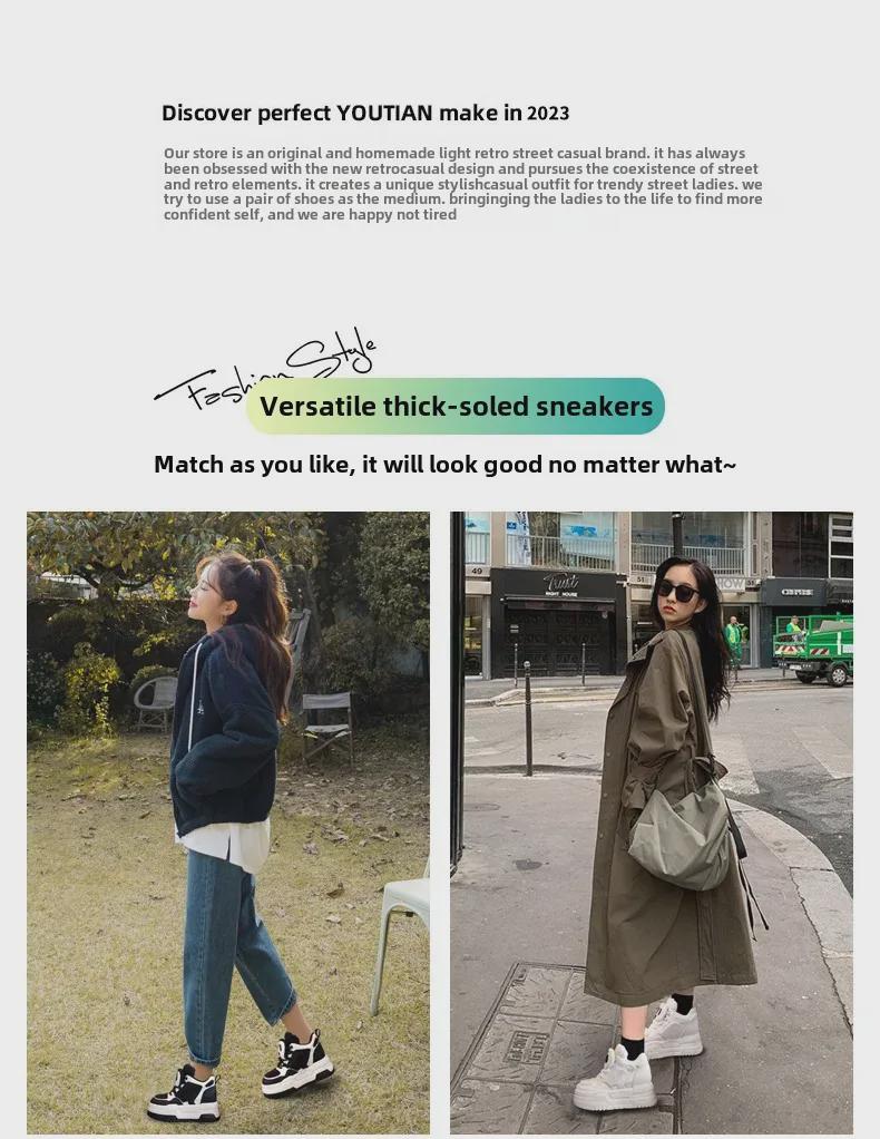 Women's 2023 Winter Thick-Soled High-Top Panda Shoes with Plush Lining and Hidden Lift