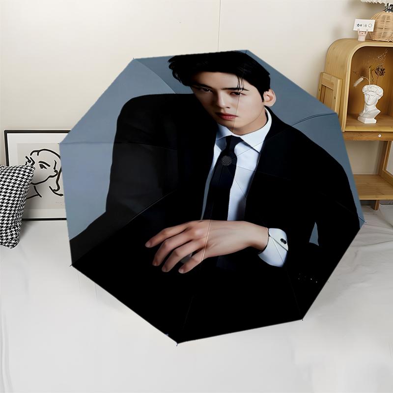 Cha Eun woo Theme Automatic Umbrella, Lightweight & Portable, 8 Rib, Perfect for Outdoor Travel, Birthdays, Christmas, Gifts.