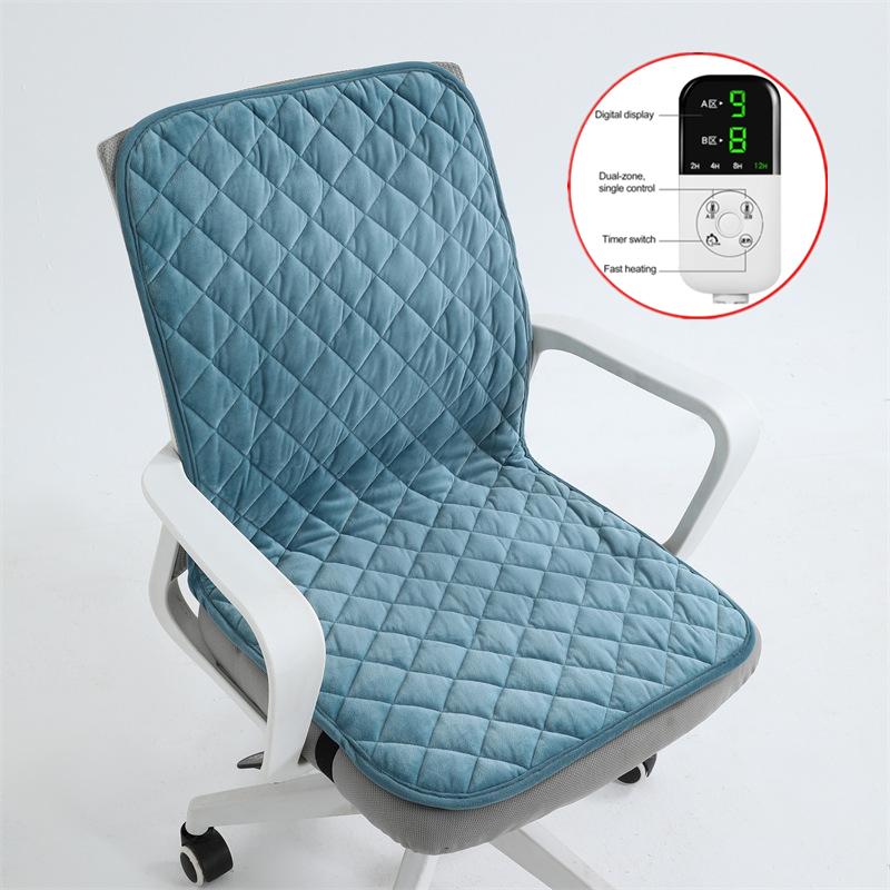 Electric Heated Seat Cushion Office Chair Heating Mat Smart Timer Winter Warming Pad Integrated Backrest Pad