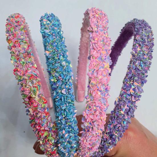 Thin Headbands for Girls Sparkly Sequin Hairbands Non-slip Cute Glitter Hair Accessories for Children Toddlers