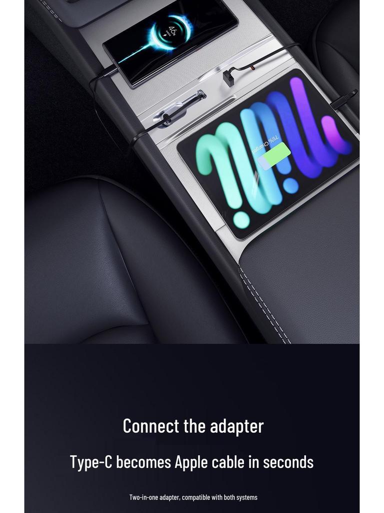 Tesla Y/3 Center Console USB Fast Charger with Retractable Dock
