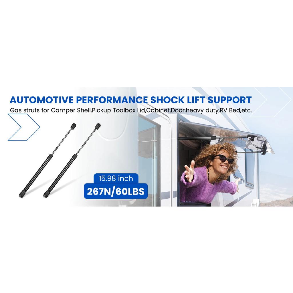 OE C16-21949 2Pcs 16" 60lb Automotive Gas Spring Gas Struts For Leer/ARE/ATC Camper Topper Rear Window, Canopy