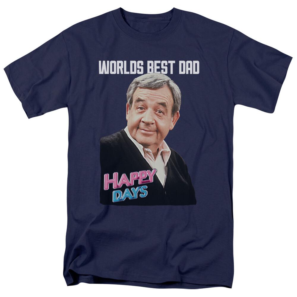 Happy Days Best Dad Logo T Shirt Howard Cunningham Mens Licensed Classic TV Navy S