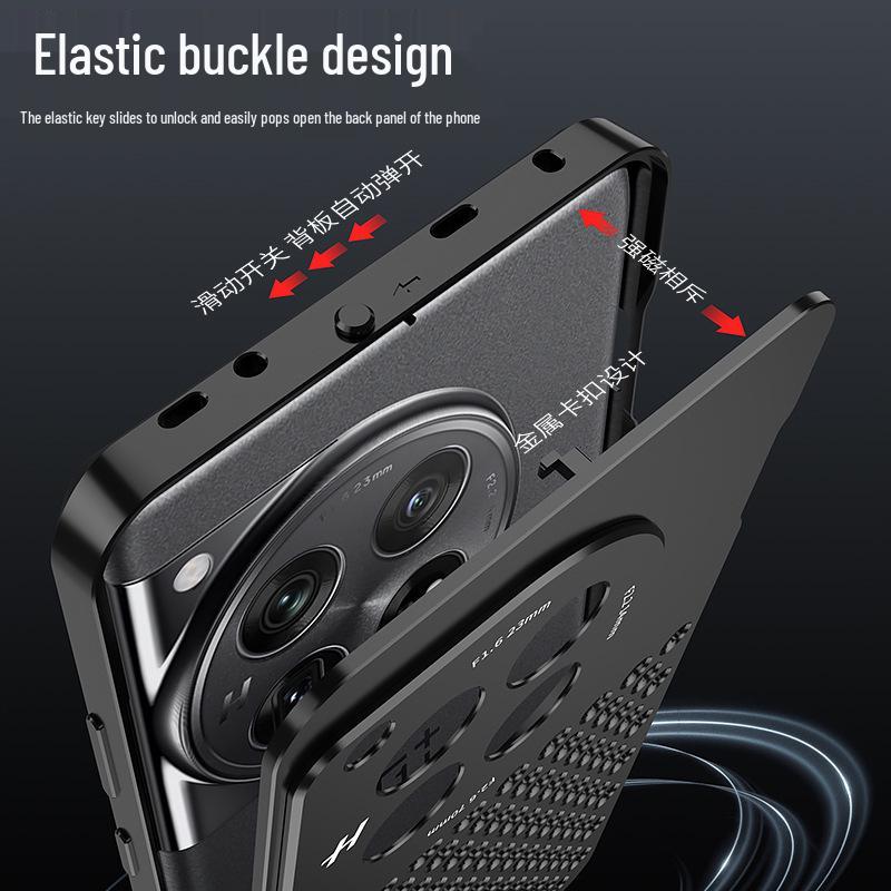 Алюмінієвий корпус для OnePlus 12 з металевою кнопкою-засувкою 1+12 та системою розсіювання тепла Aroma