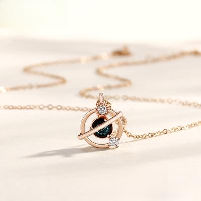 Dream Universe Planet Necklace Women's Senior Creative with Diamond Pendant Crystal Accessories Ins Wind