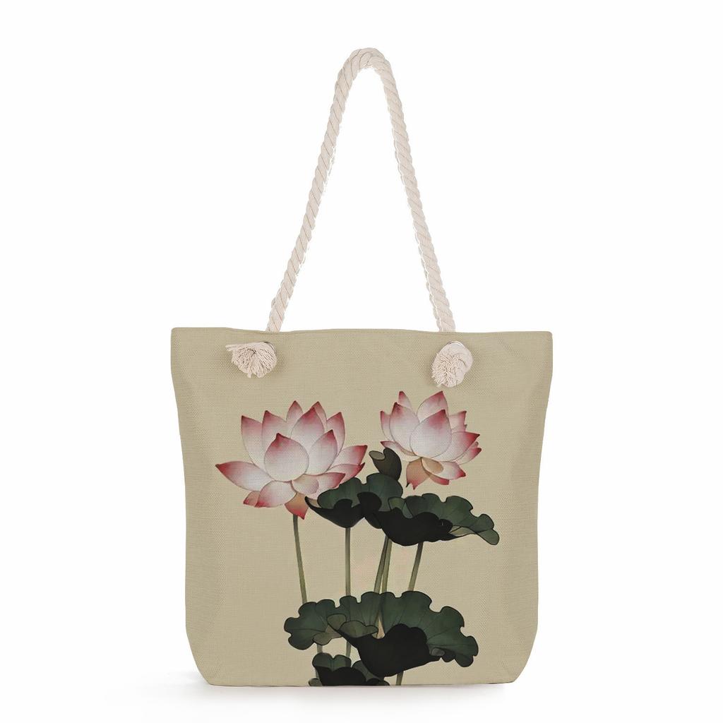 Flower Print Thick Rope Single-shoulder Beach Bag 7318 CLE