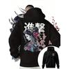 Spring Autumn Men's Anime 3D Printed Hooded Sweatshirt Japanese Samurai Design Adult Fleece Warm  Casual Trendy