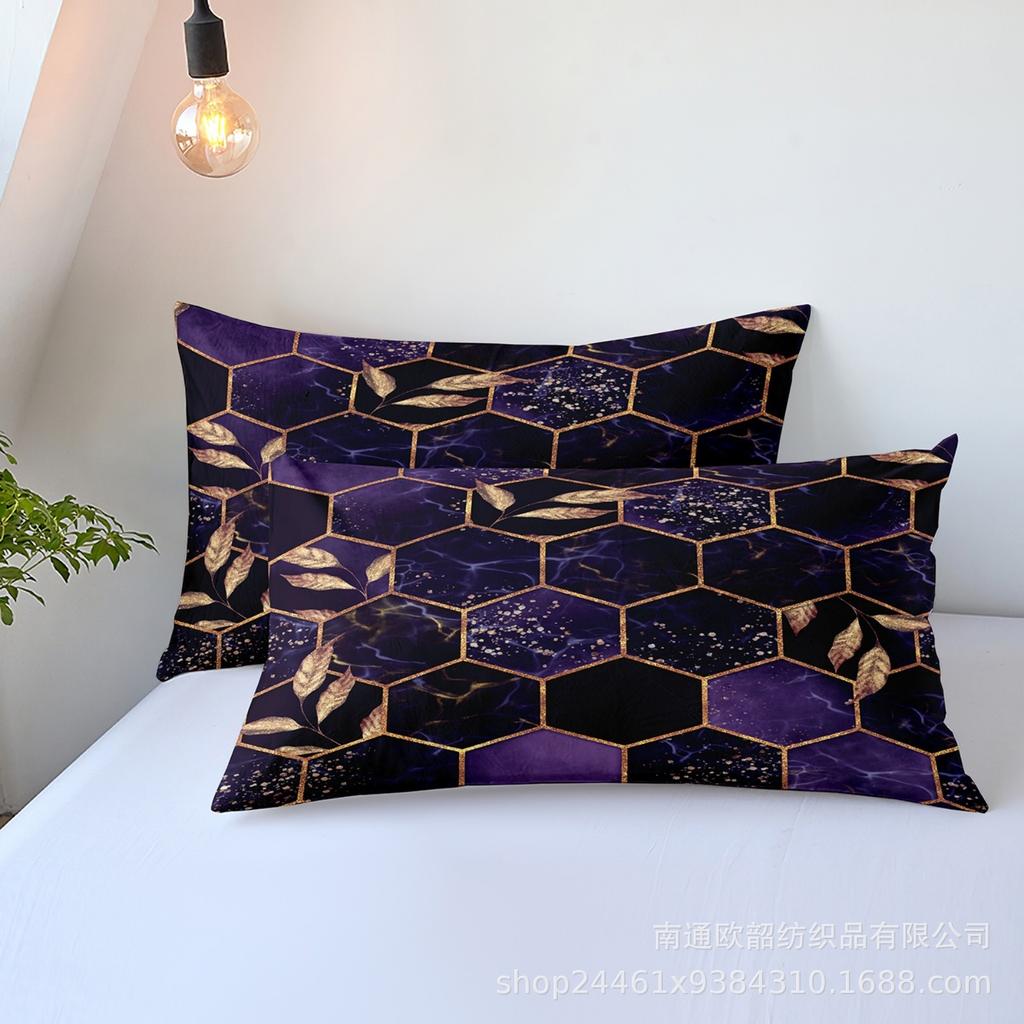 3D Digital Printing Light Luxury Geometric Honeycomb Stone Pattern Bedding Quilt Cover Three-Piece Set