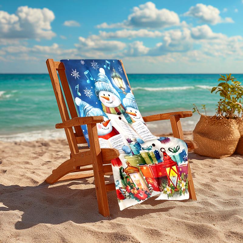 1Pc Snowmen Christmas Beach Towel, Quick Dry, Multi-Use for Beach Pool Gym Yoga Home Travel, Christmas, Halloween, Xmas Gift S21