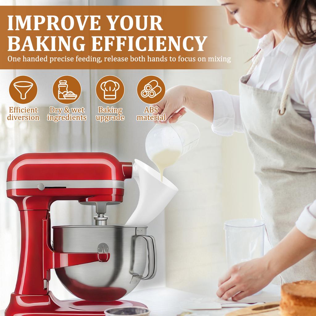 2PcFlour Funnel Kitchen Aid Mixer Stand Mixer Attach for Kitchenaid Artisan Ksm150/KSM70 4.5/5/7-Qt Tilt-Head Stand Mixer Funne