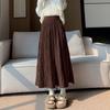 Original Autumn/Winter Folded Half Skirt 2025 Korean Edition High Waist Big Swing Skirt Warm Thick Knitted Wool Skirt Long Skirt