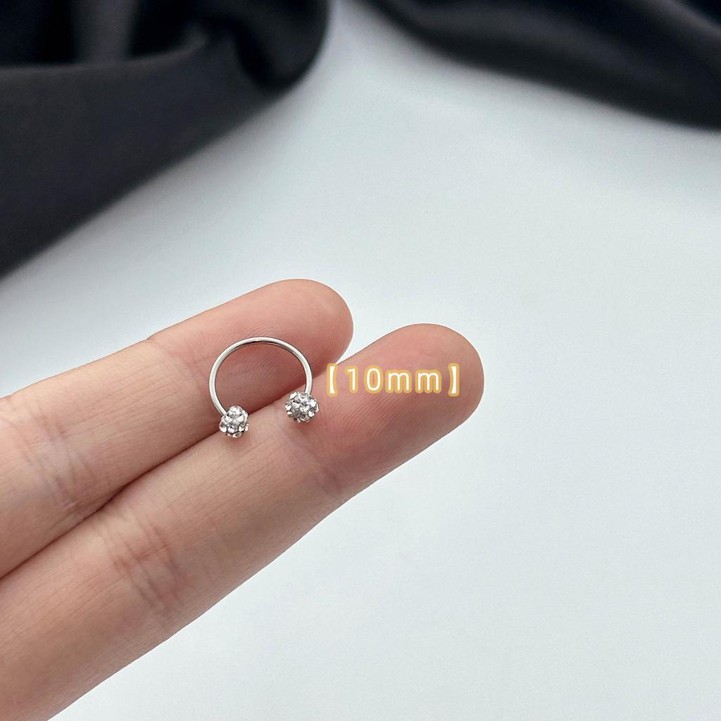 Full Drilling Geometric Round High-End Sense C-Shaped Stud Earrings, Simple Spiral Design Sense U-Shaped Stud Earrings