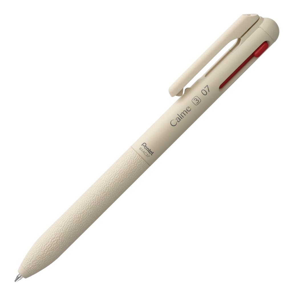 Pentel Calme Ballpoint BXAC37H 3-Color Pen, 0.7mm, Beige,