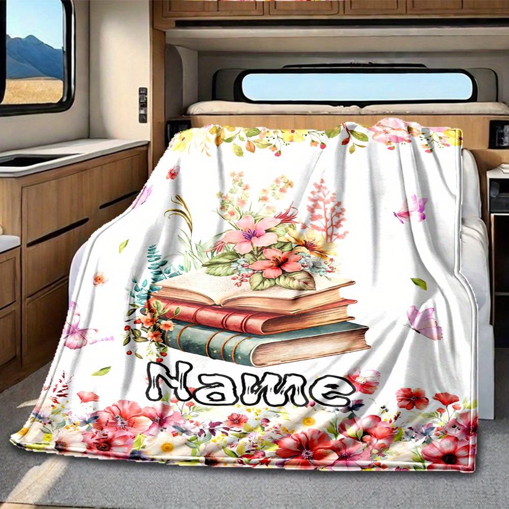 Floral Customize Your Name Rv Blanket Cozy Soft Lightweight Allseason Multipurpose Blanket For Travel Camping Picnics Sofas Rvs Beds Living Rooms