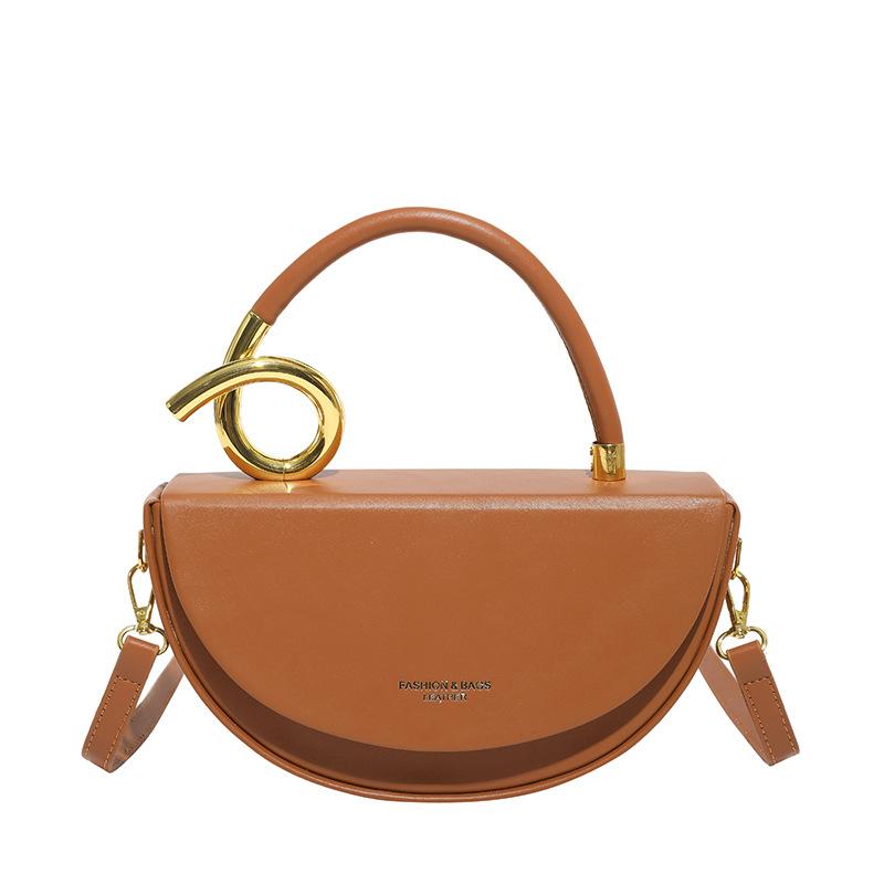 Модная полукруглая сумка-седло Премиальная текстура Наплечная сумка-мессенджер Повседневная для поездок Ретро модная сумочка Тренд 24*7*13 коричневый