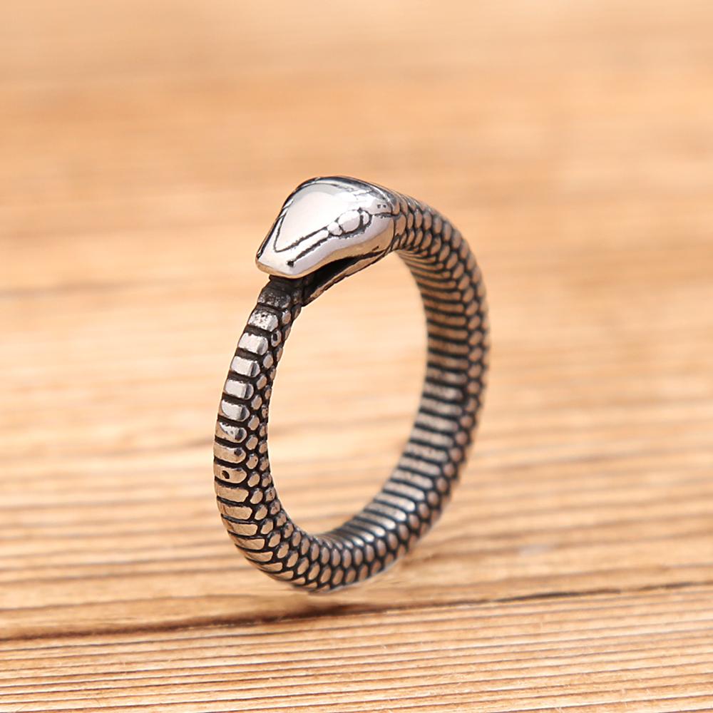 Vintage Simple Norse Ouroboros Rings For Men Women Stainless Steel Punk Biker Animal Snake Ring Fashion Jewelry Gifts