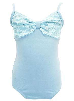 Simple Lace Ribbon Ballet Leotard for Children and Juniors [Blue-XL (119-127)]