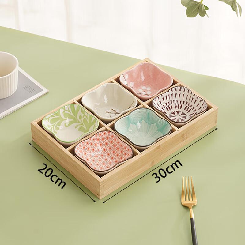 Wooden Four-Compartment Snack & Serving Tray