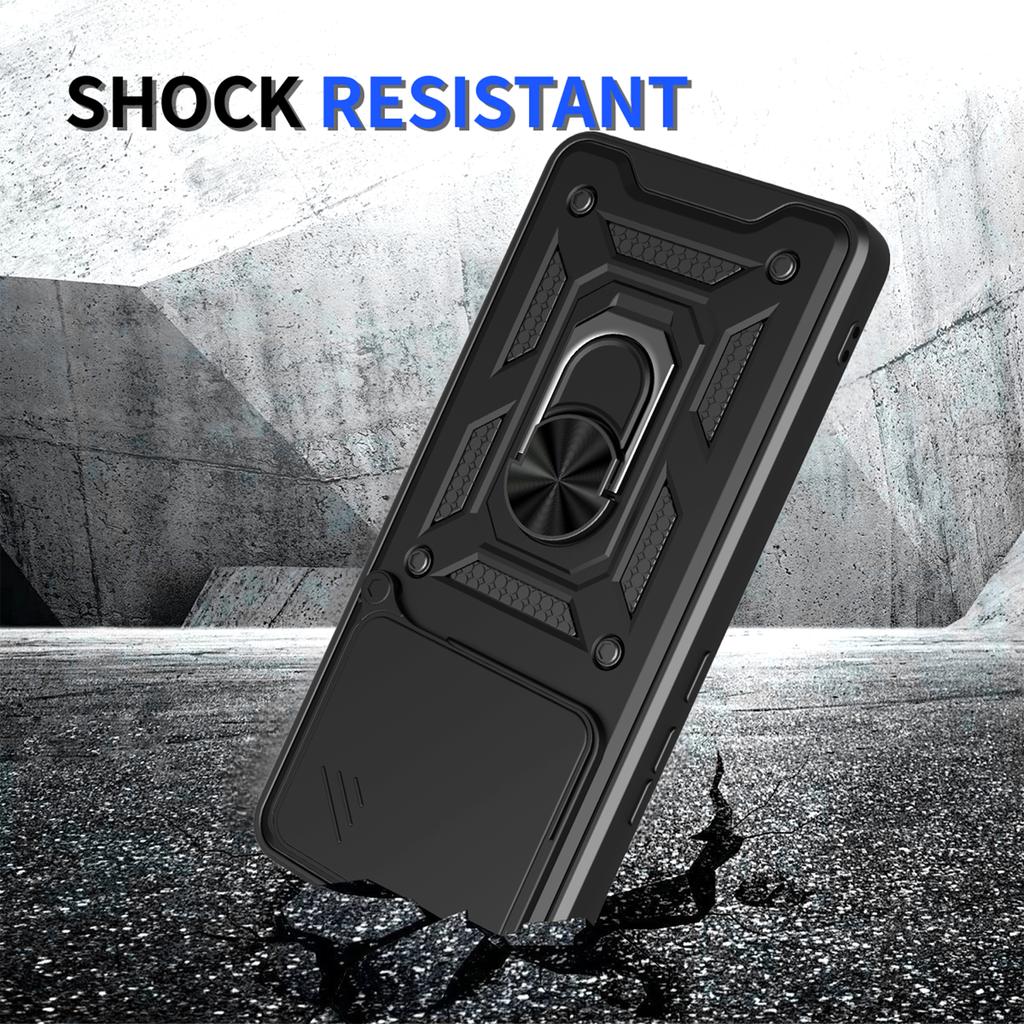 For vivo V60 5G Case with Slide Camera Lid PC+TPU Kickstand Phone Cover