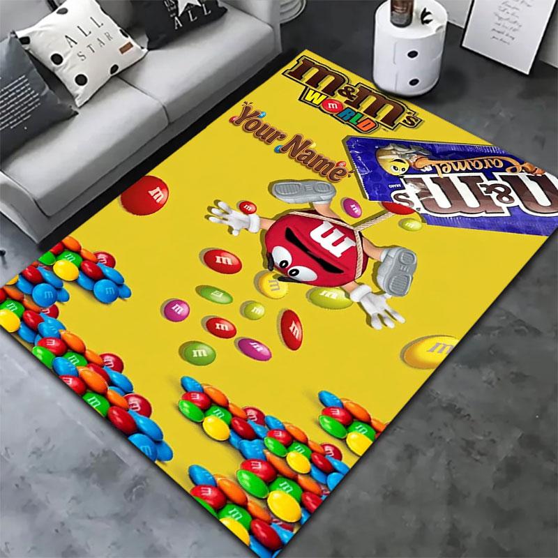 M&M's Custom Name Carpet Rug for Living Room Bedroom Home Sofa Decoration,Kids play Non-slip Floor Mat