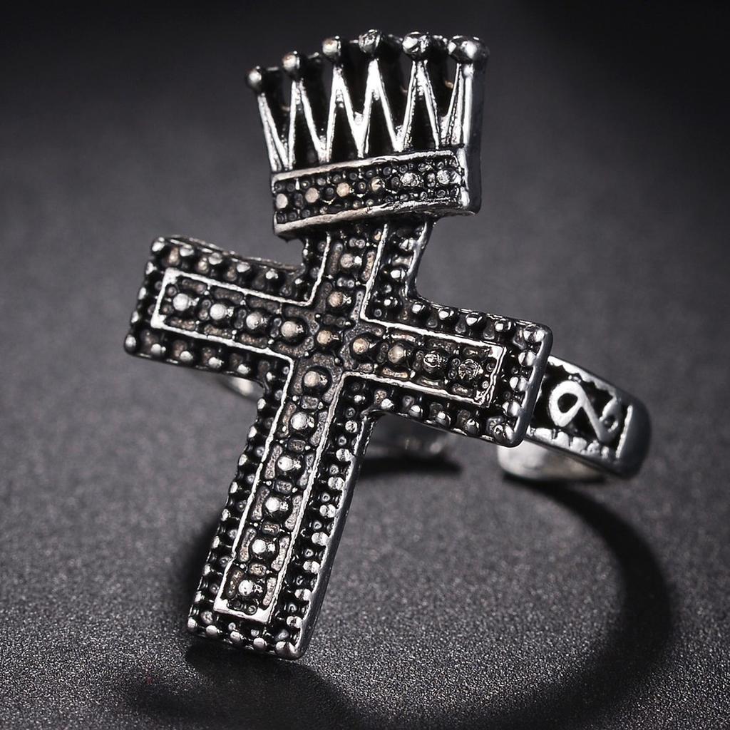 1 STuks Punk Vintage Zwart Grote Open Kruis Ring Voor Vrouwen Feest Sieraden Mannen Trendy Gotisch Goud Zilver Kleur Vinger Ringen Anillo