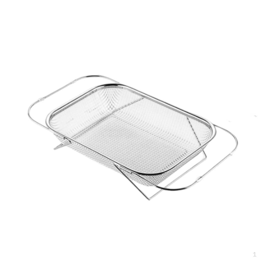 Stainless Steel Sink Basket with Telescopic Frame Rust-Resistant Fine Mesh
