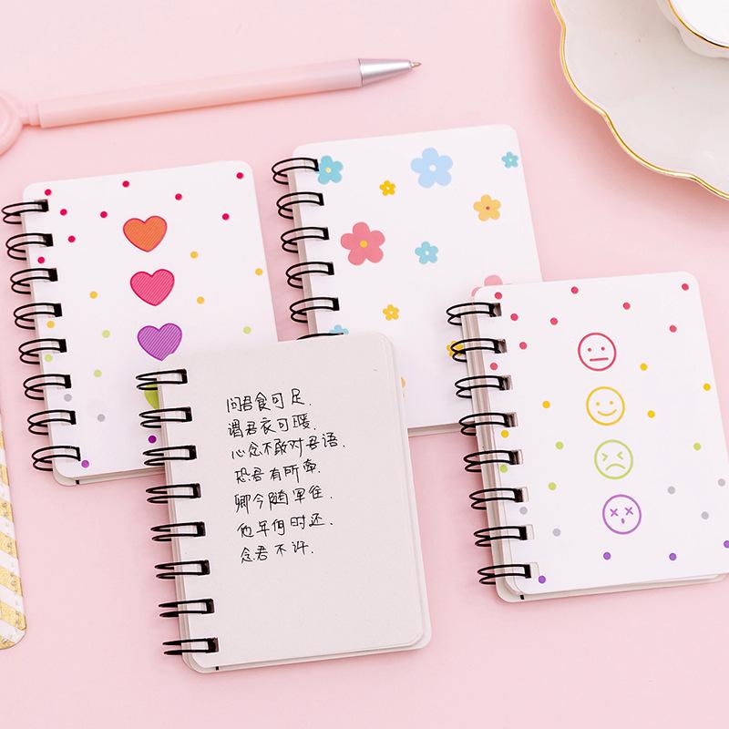 Kawaii Cartoon Hyuna Flower Side Fold Coil Notebook Student Mini Portable Loose Leaf Notepad A7 Pocket Office School Supplies