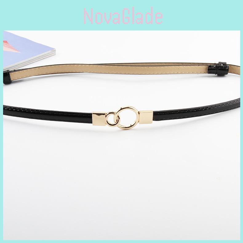 Simple Solid Color Ring Buckle Decoration Women Slim Waist Belt For Casual Looks